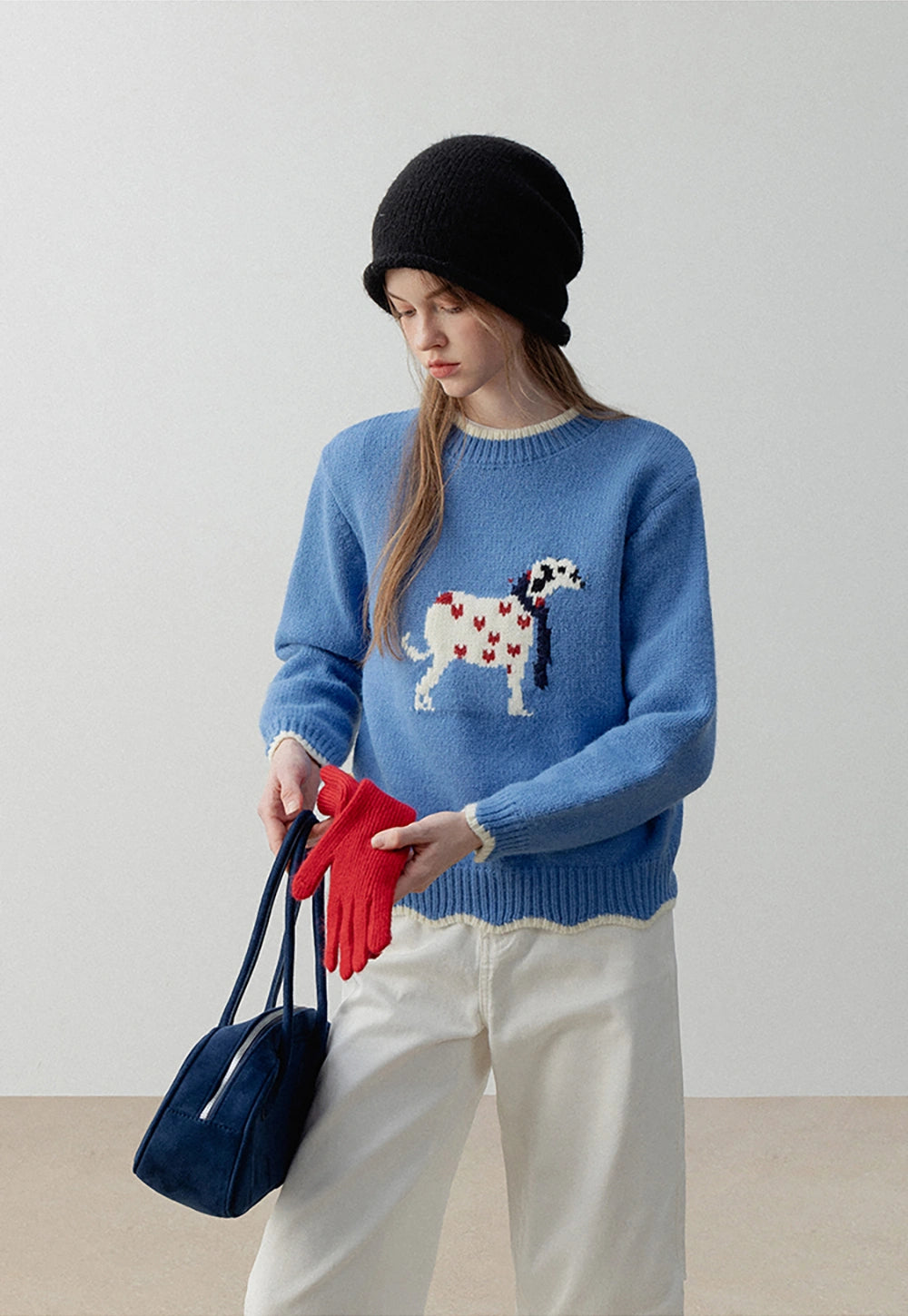Women's Graphic Crew Neck Knit Sweater