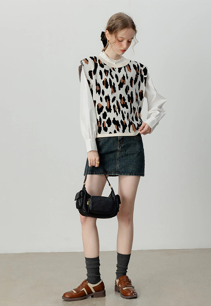 Women's Leopard Print Knit Vest