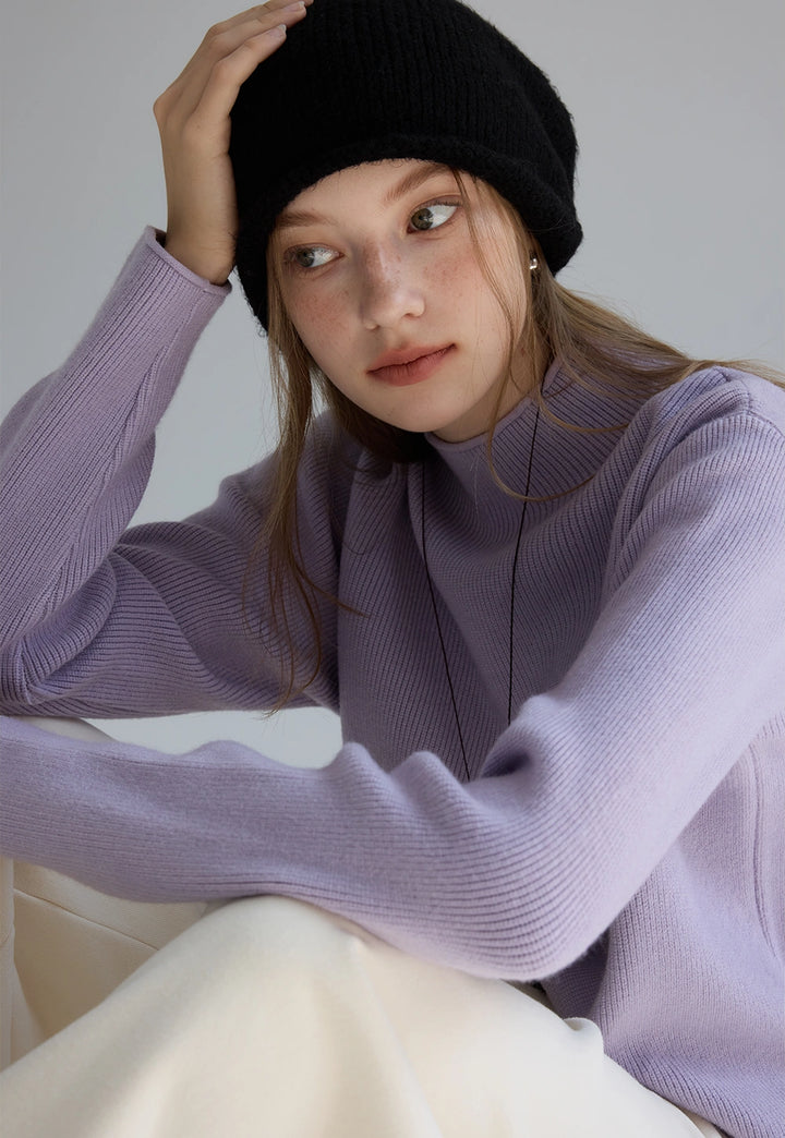 Women's Mock Neck Ribbed Sweater