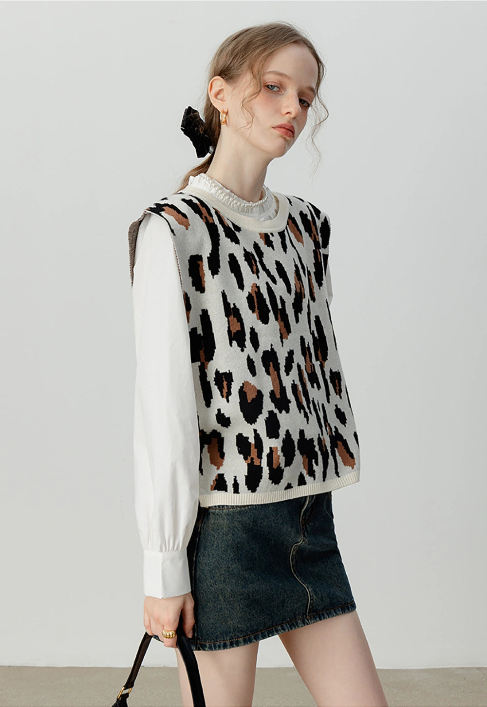 Women's Leopard Print Knit Vest