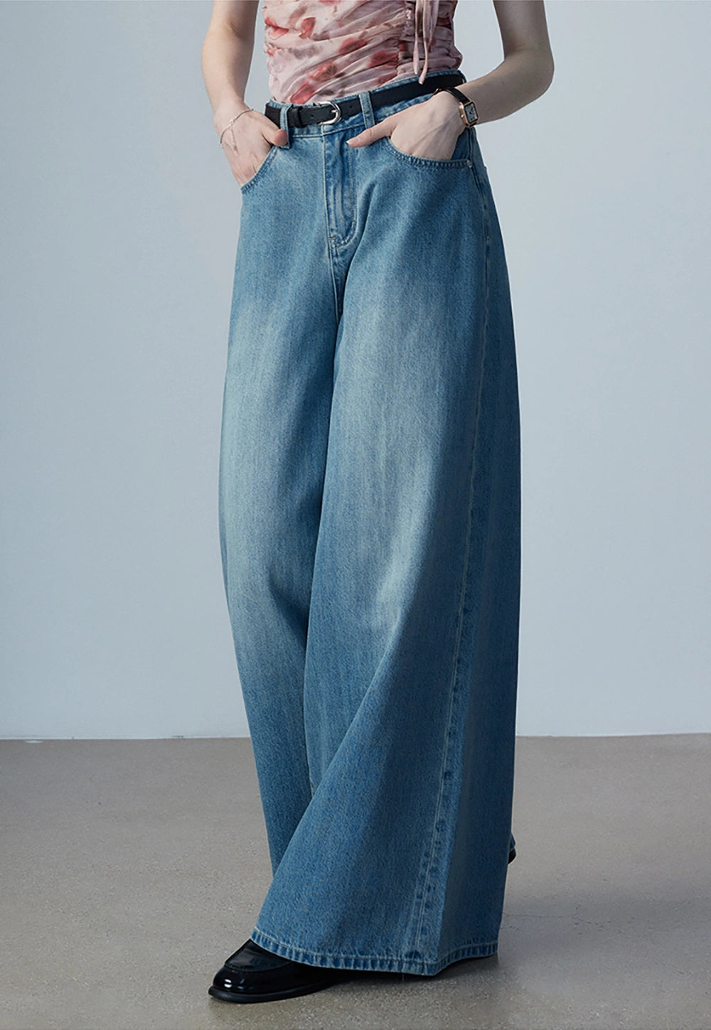 Jeans Denim Kaki Lebar Wanita