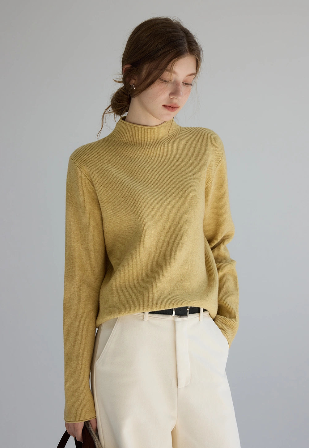 Women's Mock Neck Ribbed Sweater