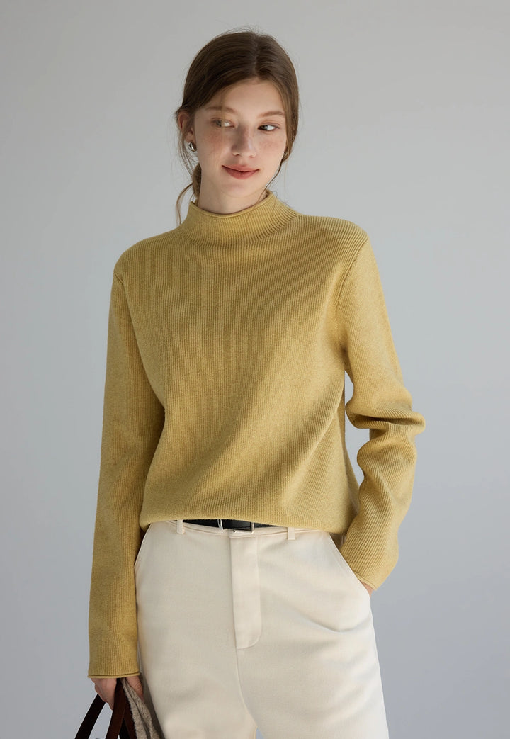 Women's Mock Neck Ribbed Sweater