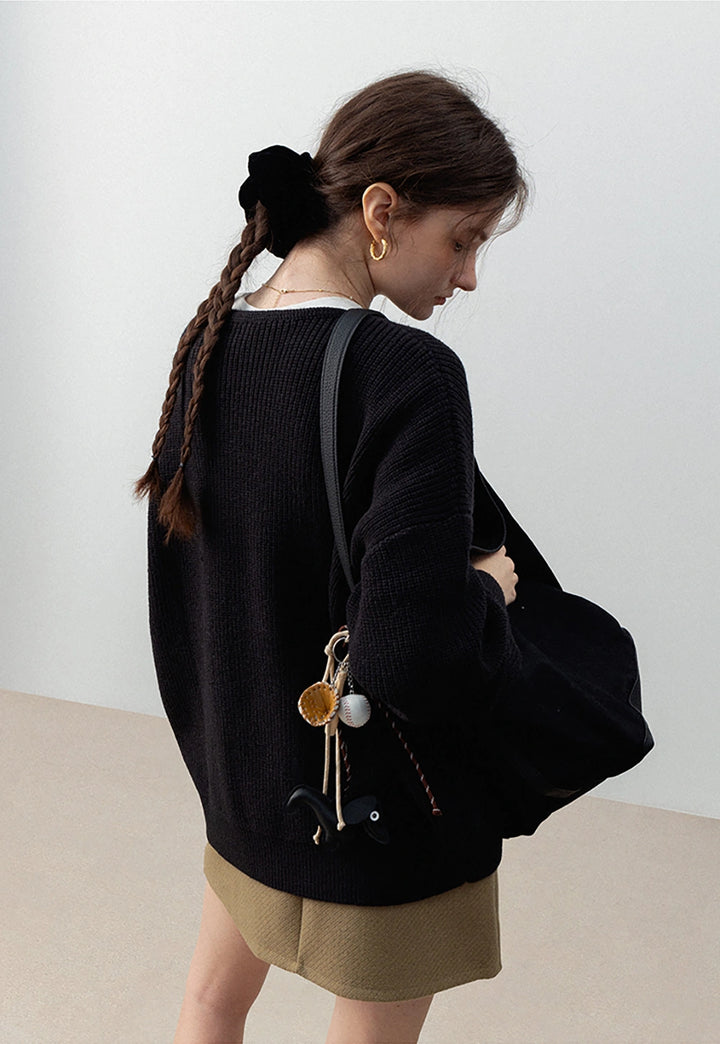 Women's Oversized V-Neck Knit Sweater