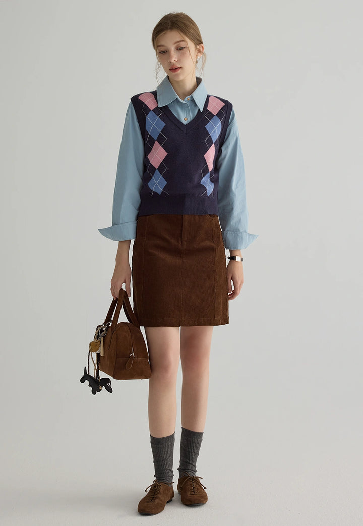 Women's Argyle Knit Sweater Vest