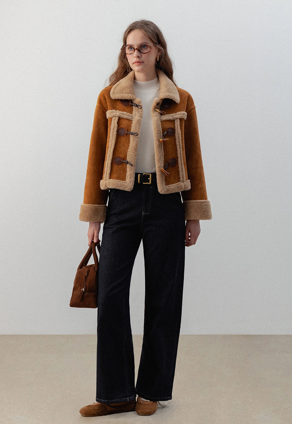 Women's Vintage Faux Suede Shearling Toggle Jacket
