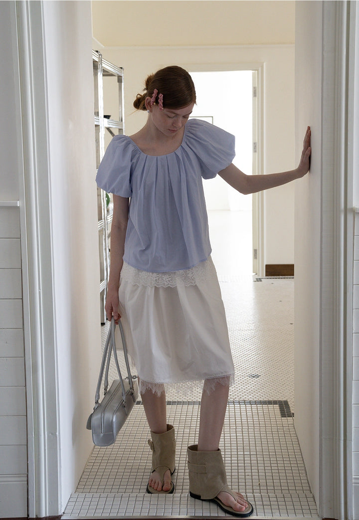 Pleated Puff Sleeve Blouse
