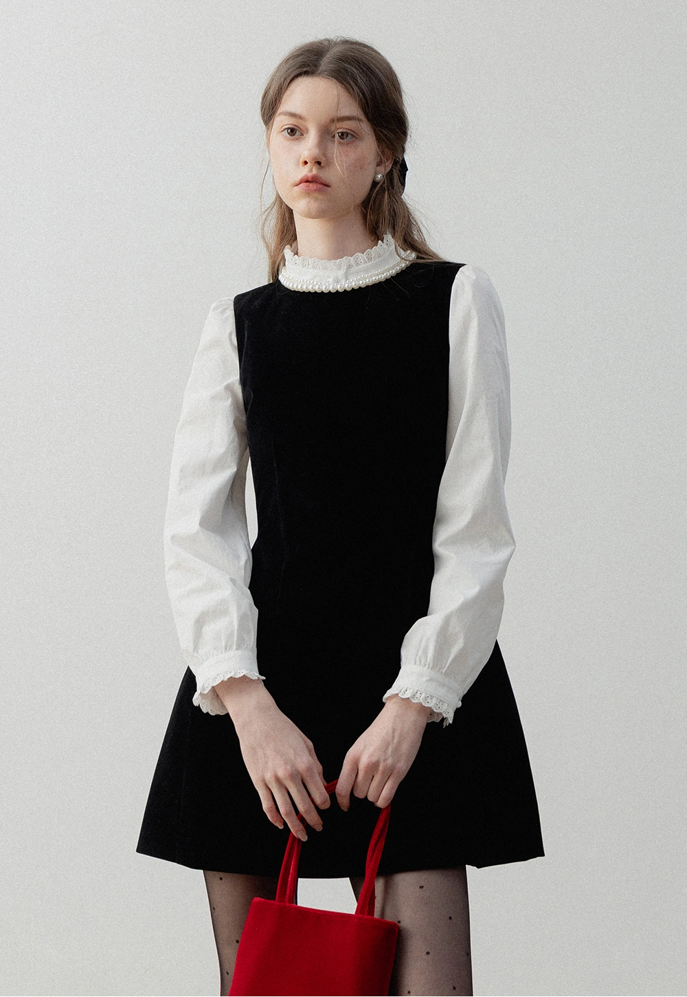 Women's Sleeveless Velvet Cinched Waist Puff Dress