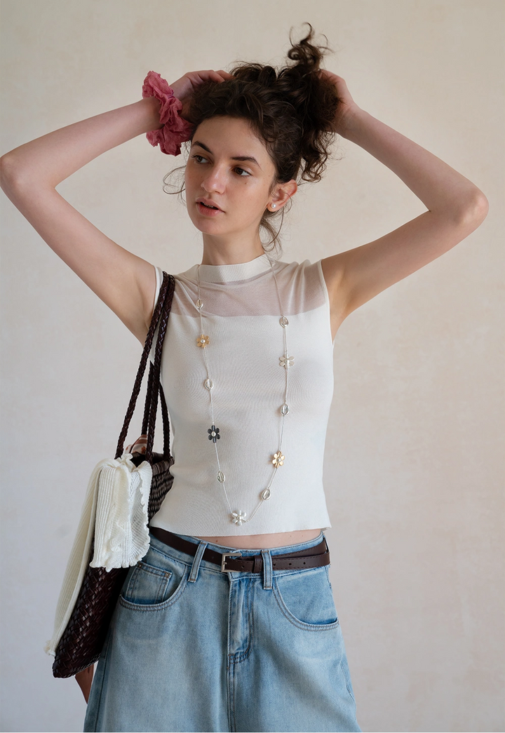 Colorful Floral-Accented Long Necklace