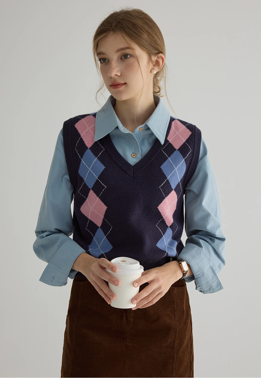 Women's Argyle Knit Sweater Vest