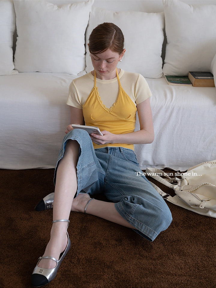 Layered Lace Trim Tee