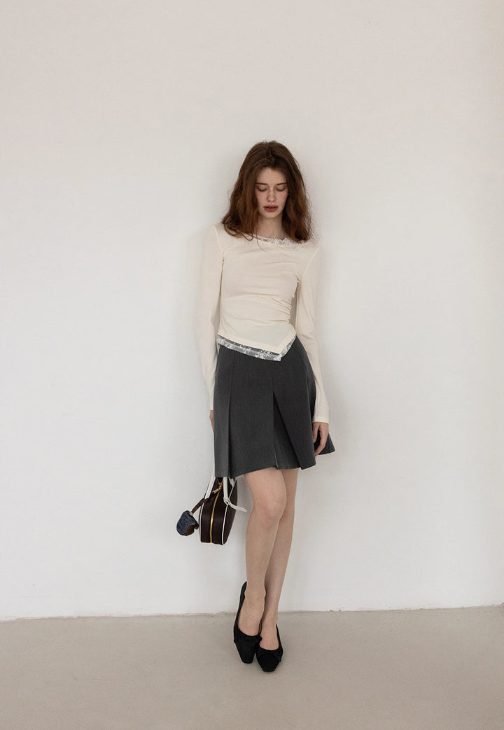 High-Waist Pleated Midi Skirt