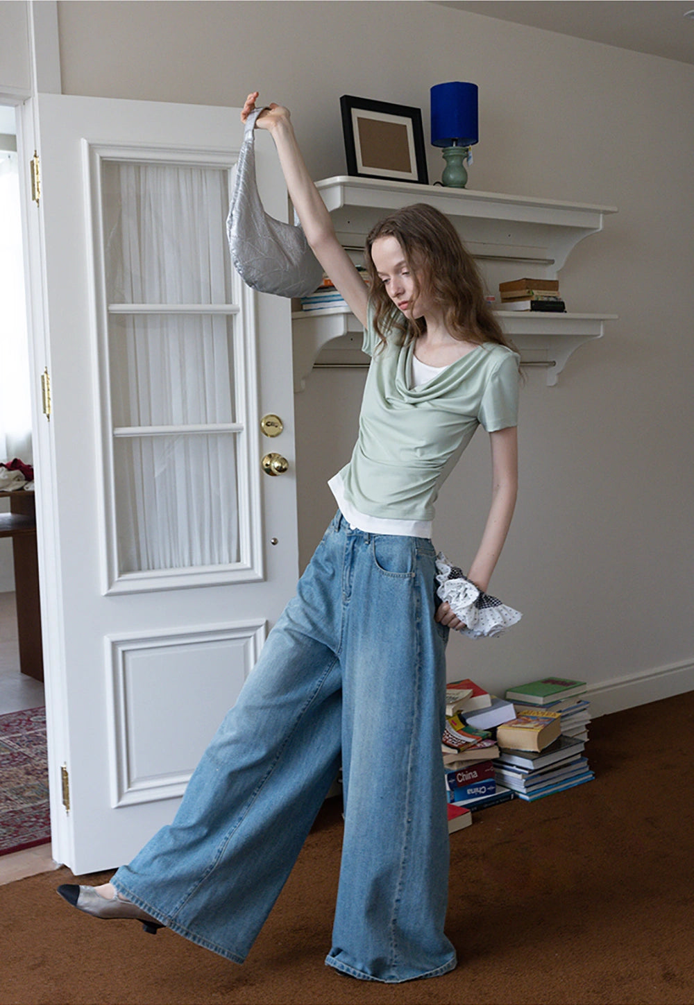 Layered Cowl Neck Short Sleeve Top