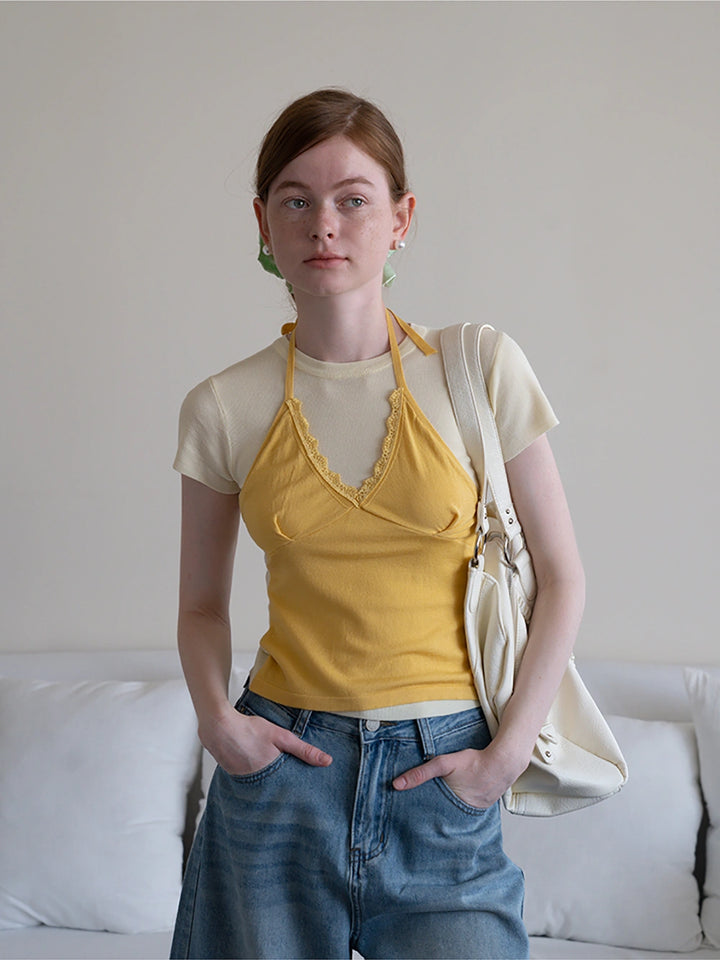 Layered Lace Trim Tee