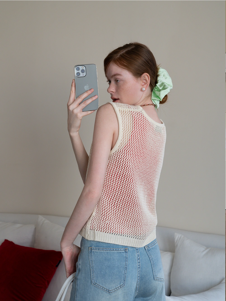 Mesh Knit Vest Set (2-Piece)