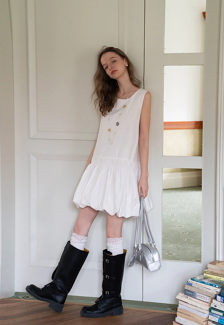 Women's Sleeveless Ruffle Hem Mini Dress
