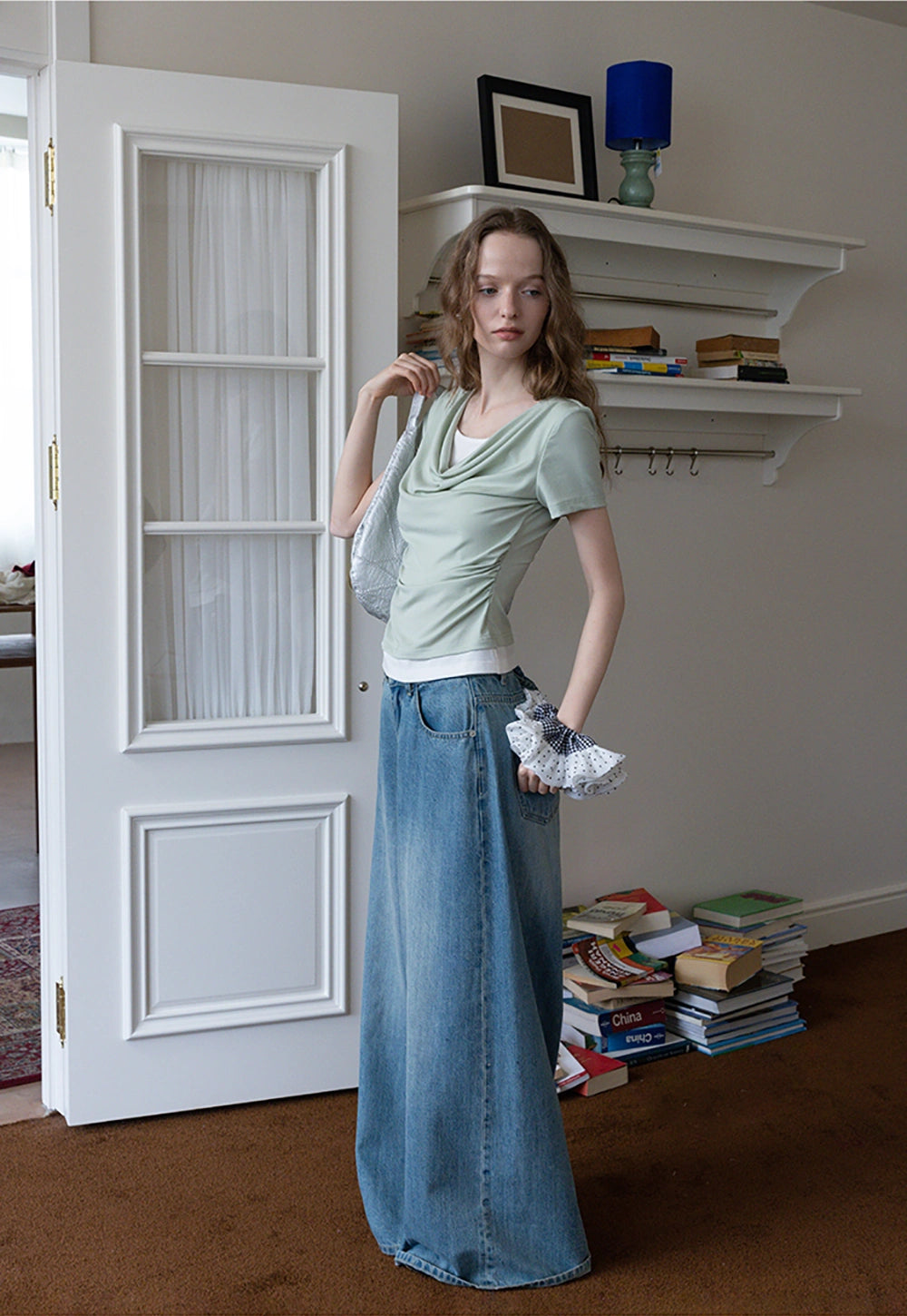 Layered Cowl Neck Short Sleeve Top