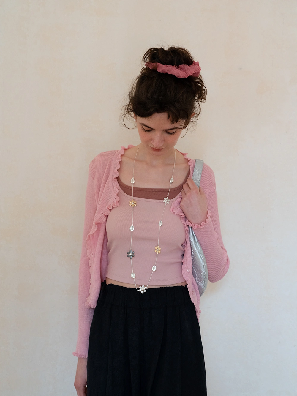 Colorful Floral-Accented Long Necklace