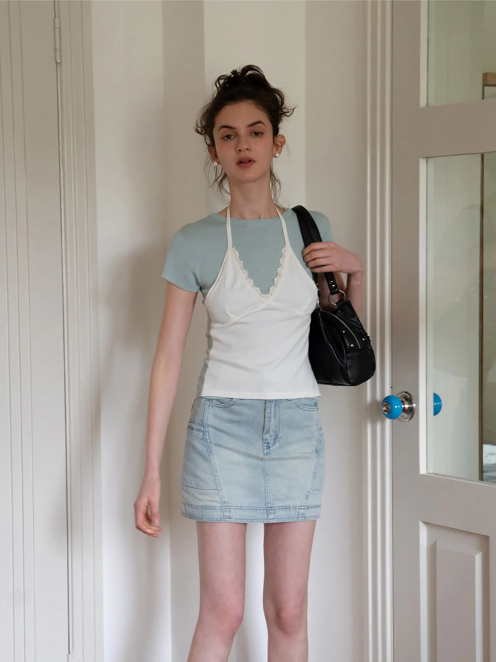 Layered Lace Trim Tee