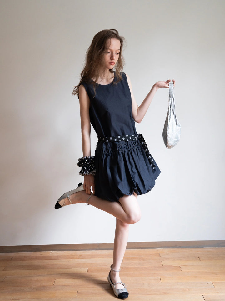 Women's Sleeveless Ruffle Hem Mini Dress