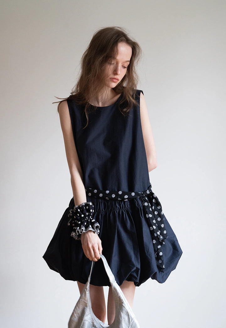 Women's Sleeveless Ruffle Hem Mini Dress