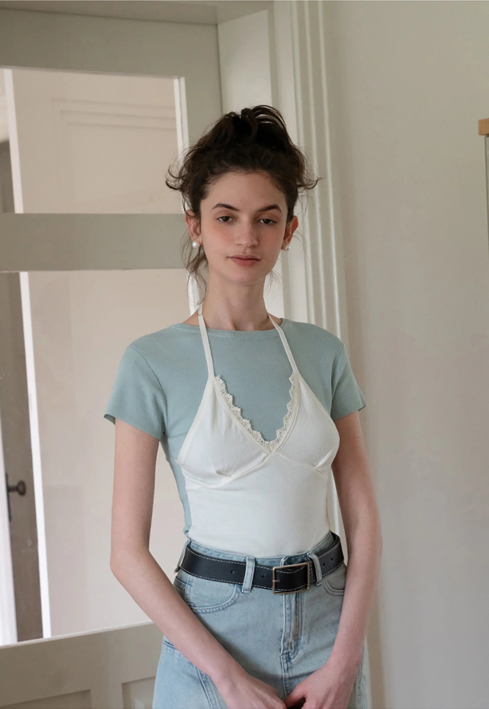 Layered Lace Trim Tee