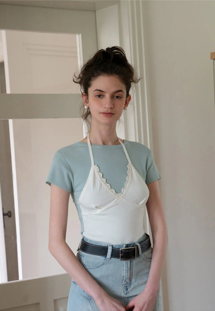 Layered Lace Trim Tee