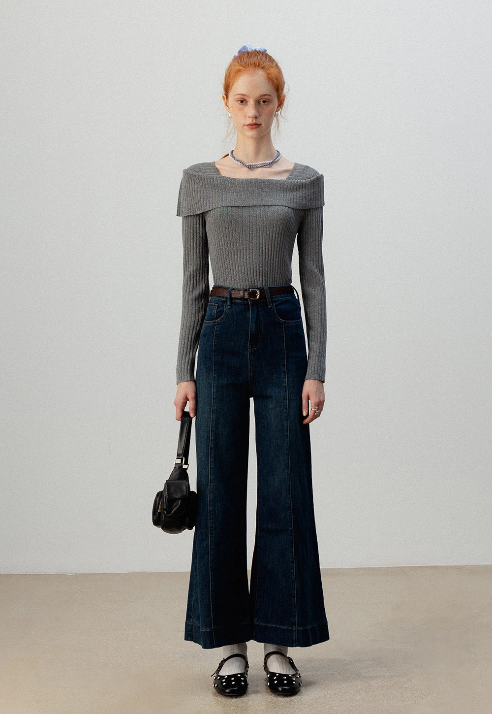 Off-Shoulder Ribbed Knit Top