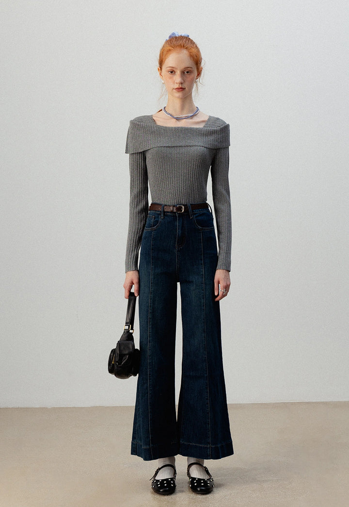 Off-Shoulder Ribbed Knit Top