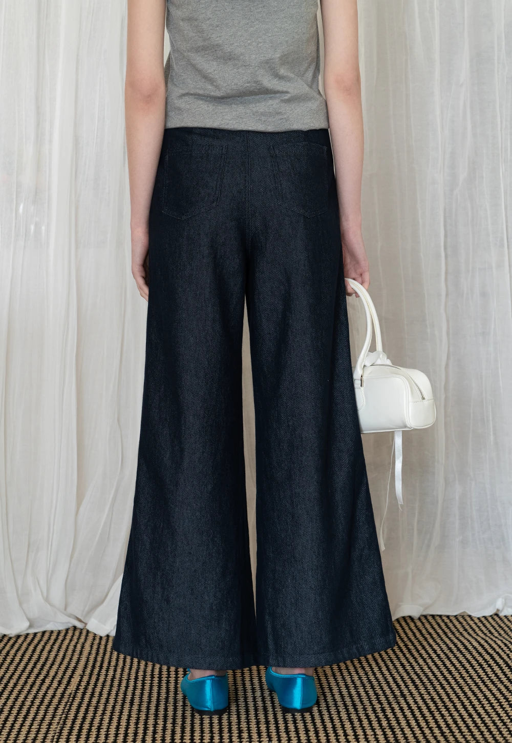 Vintage Loose Wide-Leg Jeans with Waist Tie