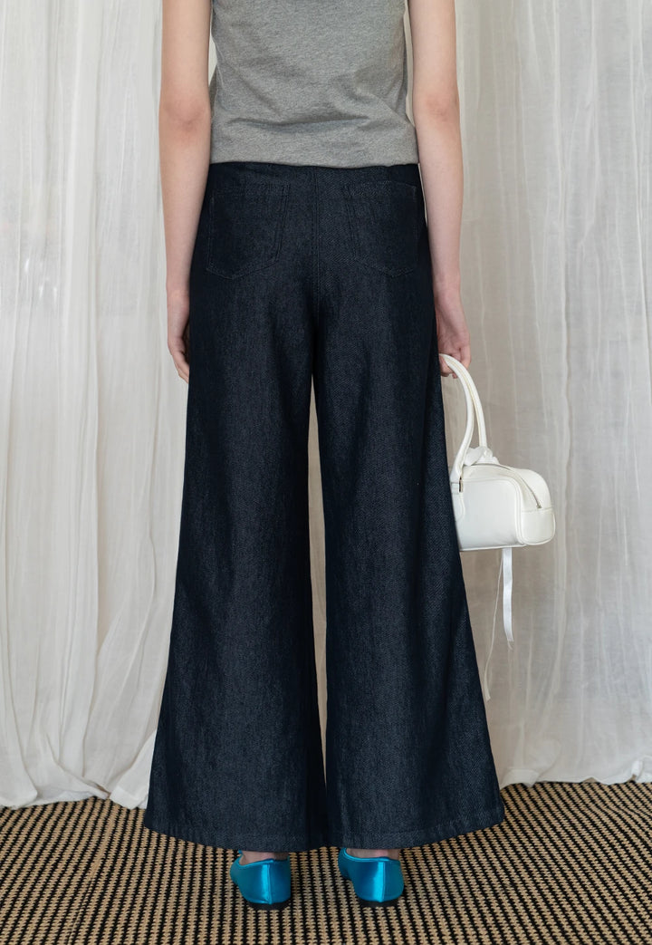Vintage Loose Wide-Leg Jeans with Waist Tie