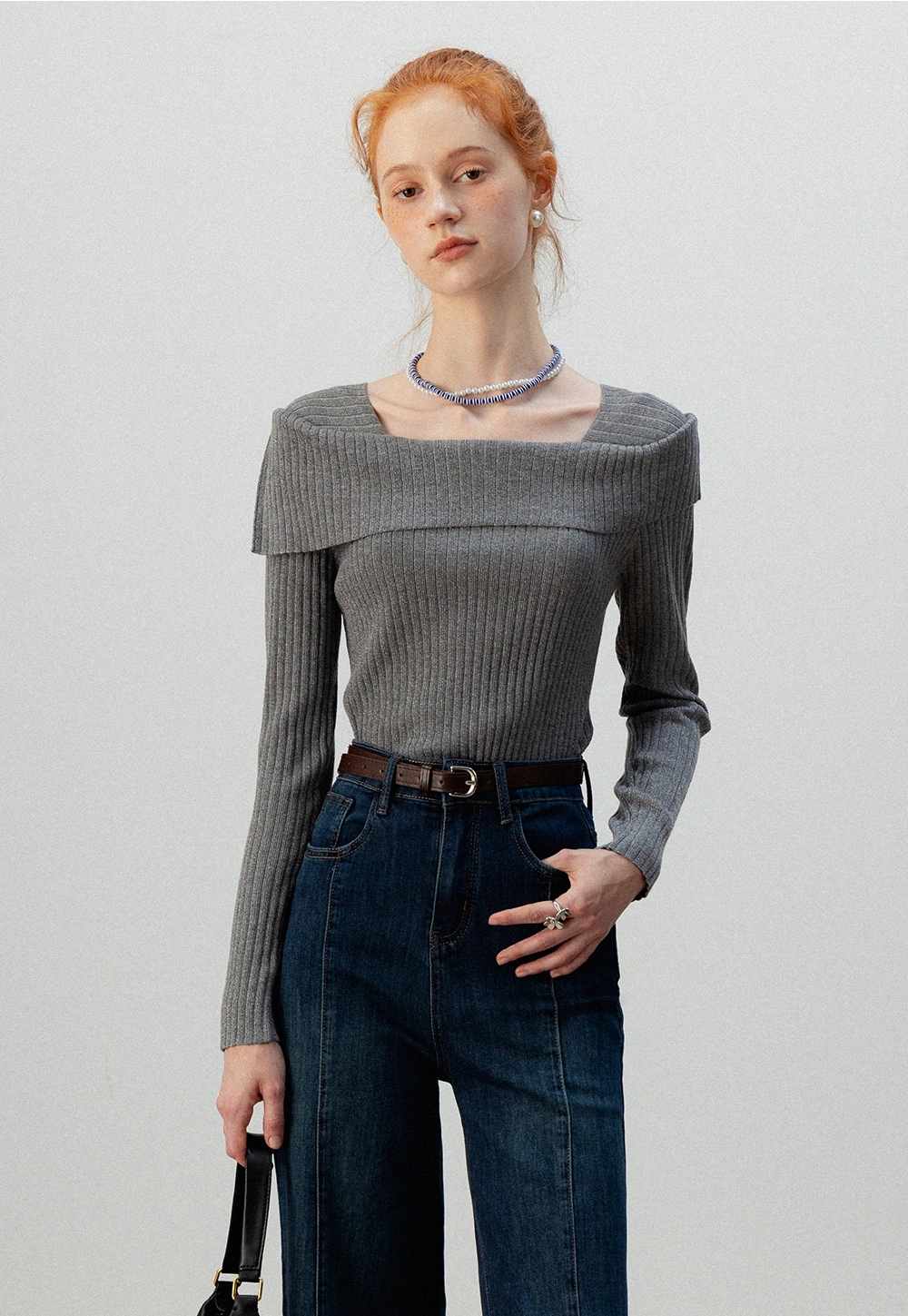 Off-Shoulder Ribbed Knit Top