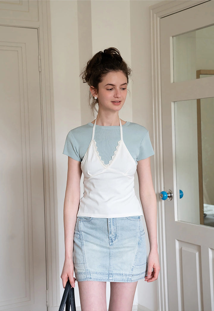 Layered Lace Trim Tee