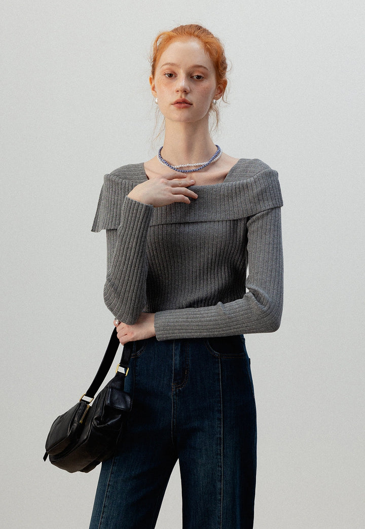 Off-Shoulder Ribbed Knit Top