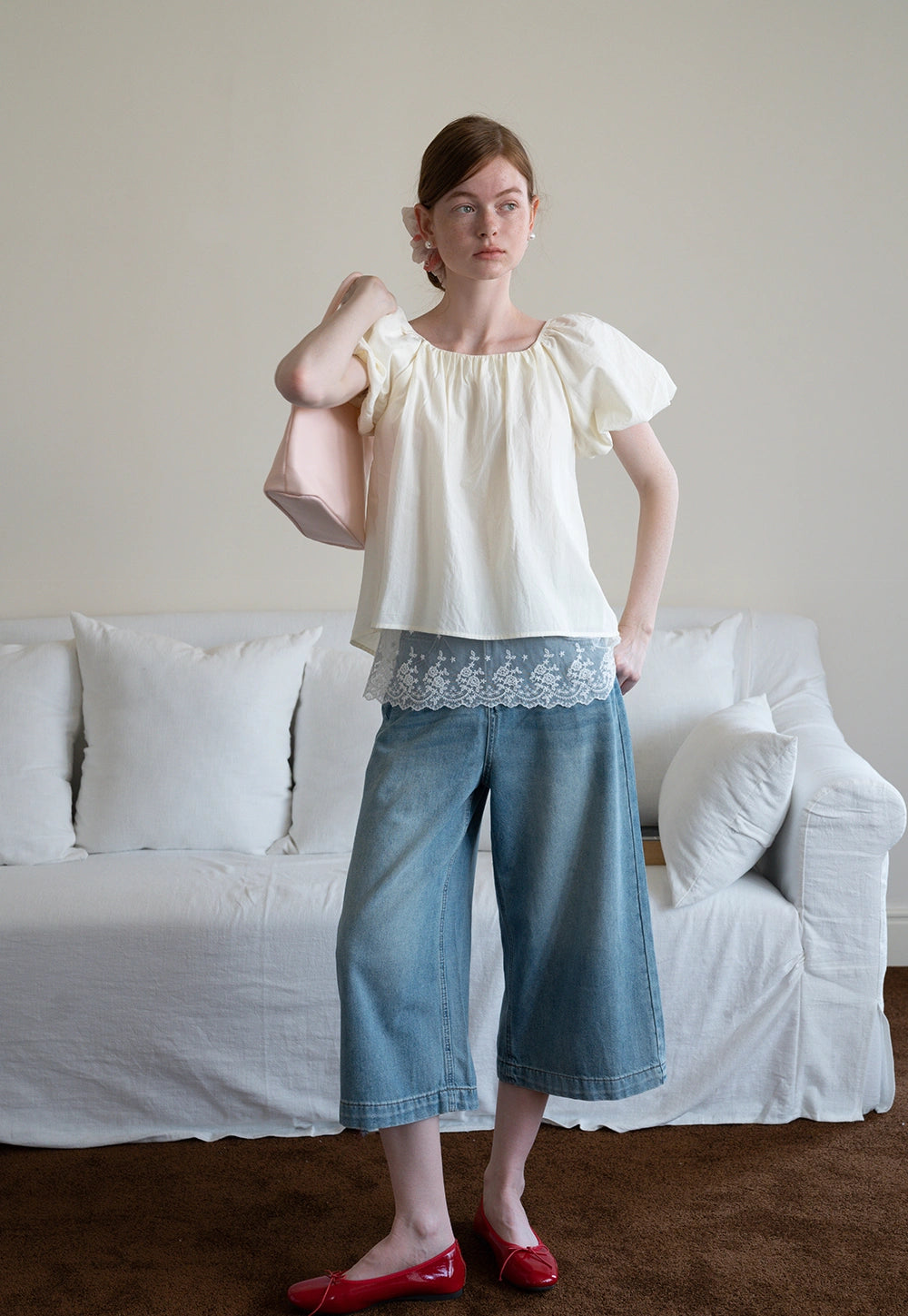 Pleated Puff Sleeve Blouse