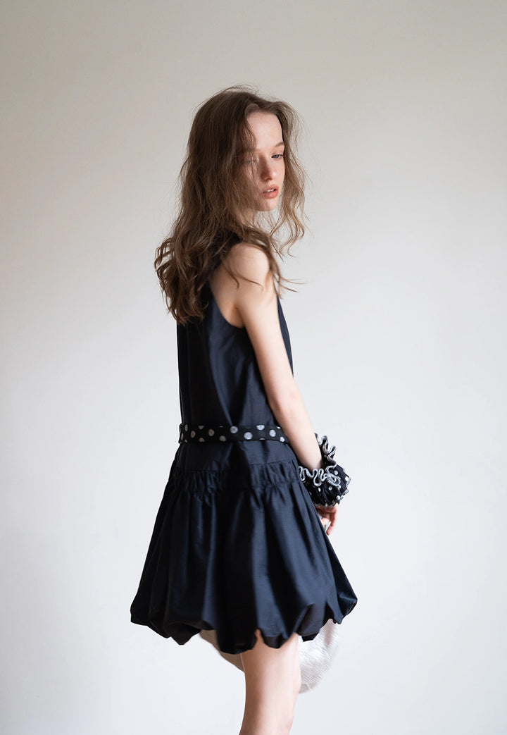Women's Sleeveless Ruffle Hem Mini Dress