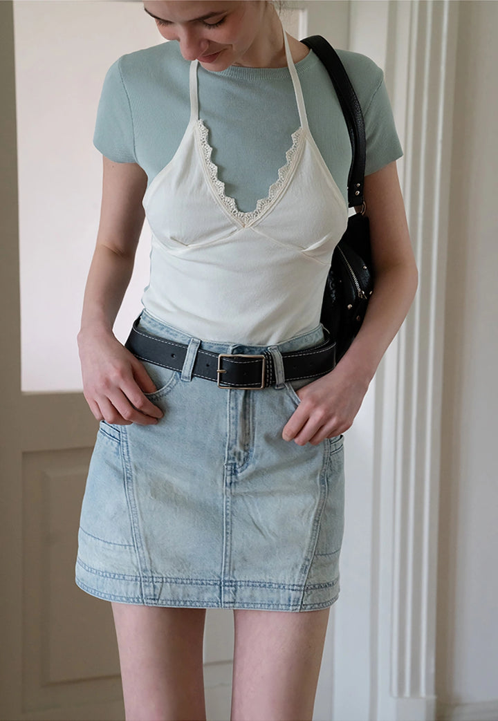 Layered Lace Trim Tee