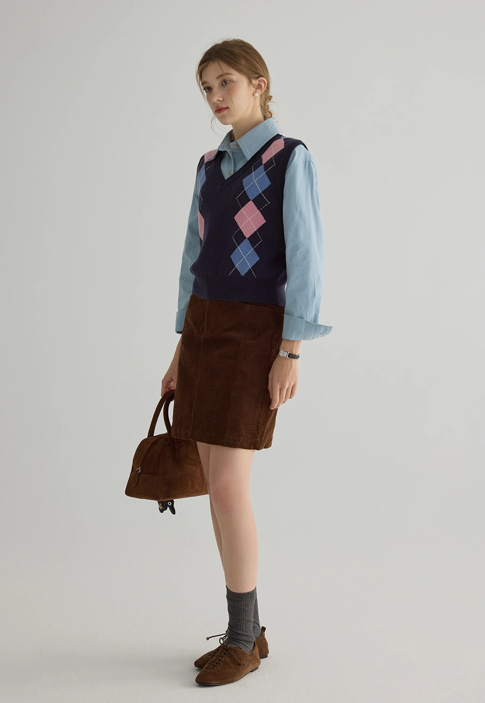 Women's Argyle Knit Sweater Vest