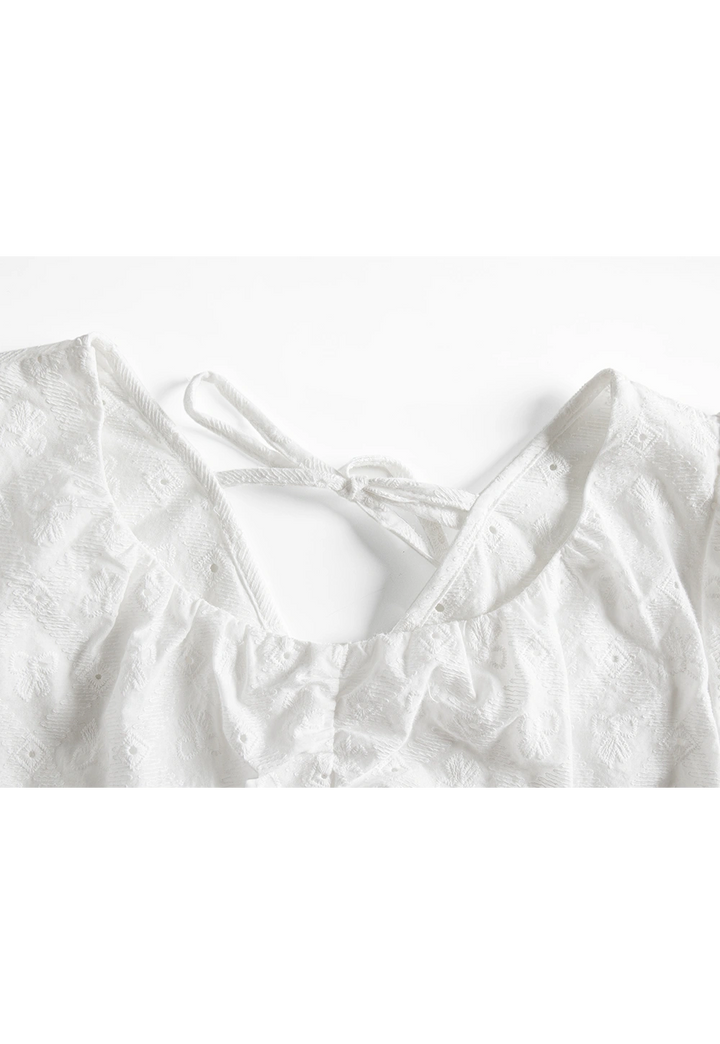Women's White Eyelet Puff Sleeve Top
