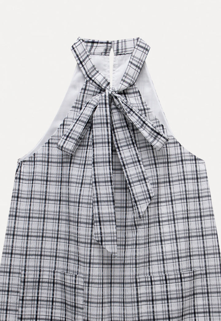 Women's Plaid Halter Neck Dress