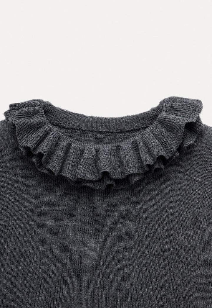 Women's Ruffle Collar Long Sleeve Knit Top