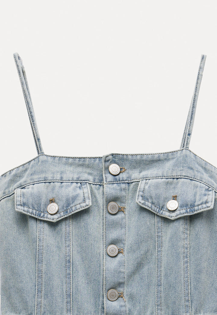 Women’s Denim Button Front Midi Dress with Belt