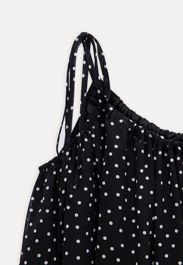 Polka Dot Ruffle Hem Cami Top