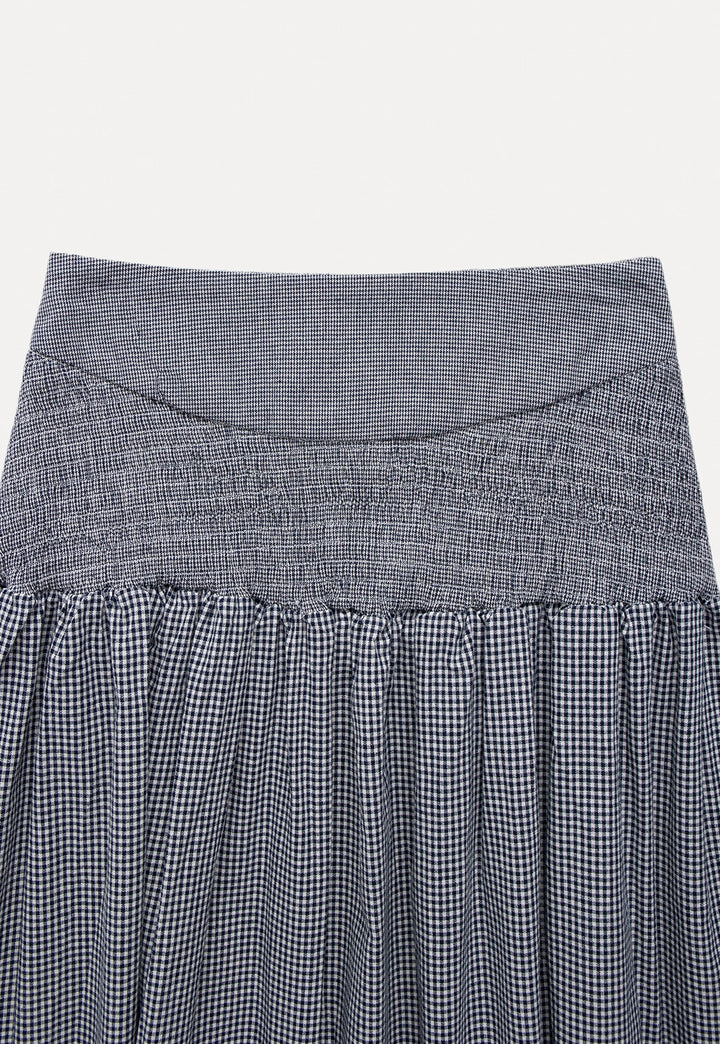 Vintage Gingham High-Waist Midi Skirt