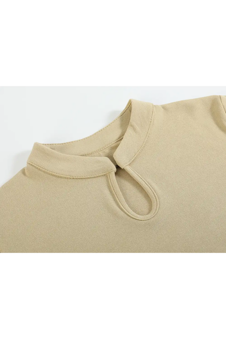 Women's Cheongsam Collar Solid Color T-shirt