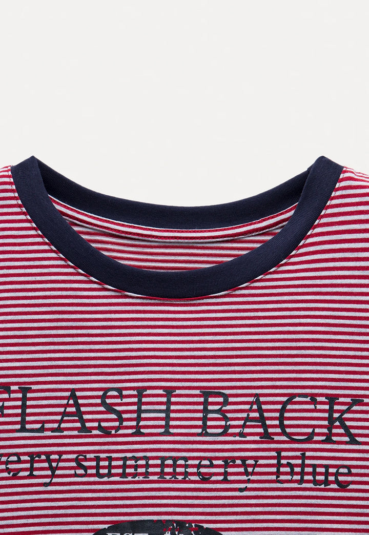 Women's Striped Vintage Print T-Shirt