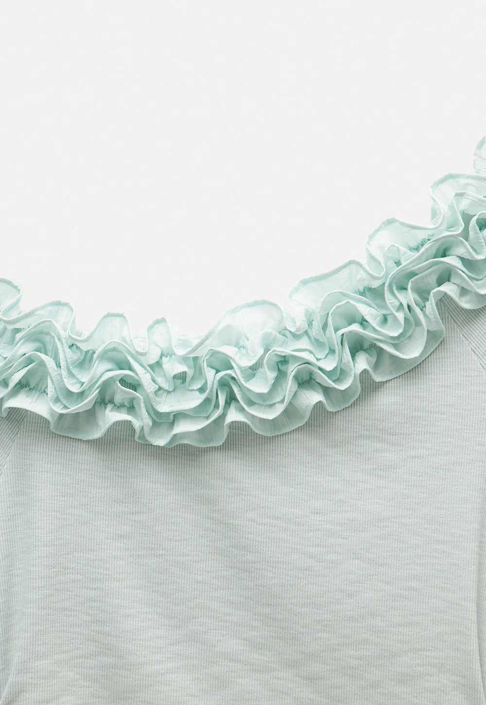 Ruffled Off-Shoulder Fitted Knit Top