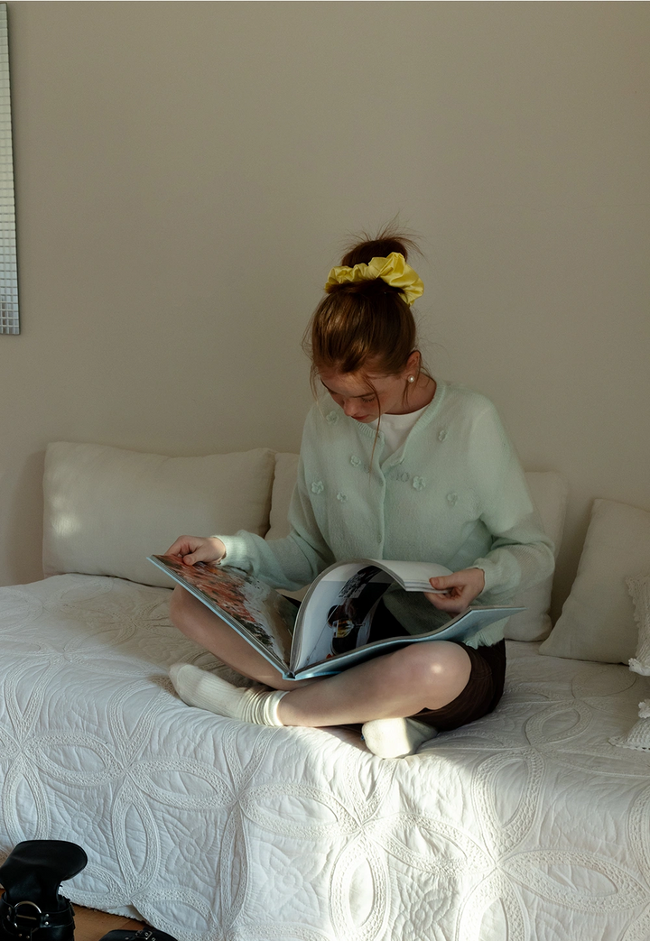 Mint Floral Knit Cardigan