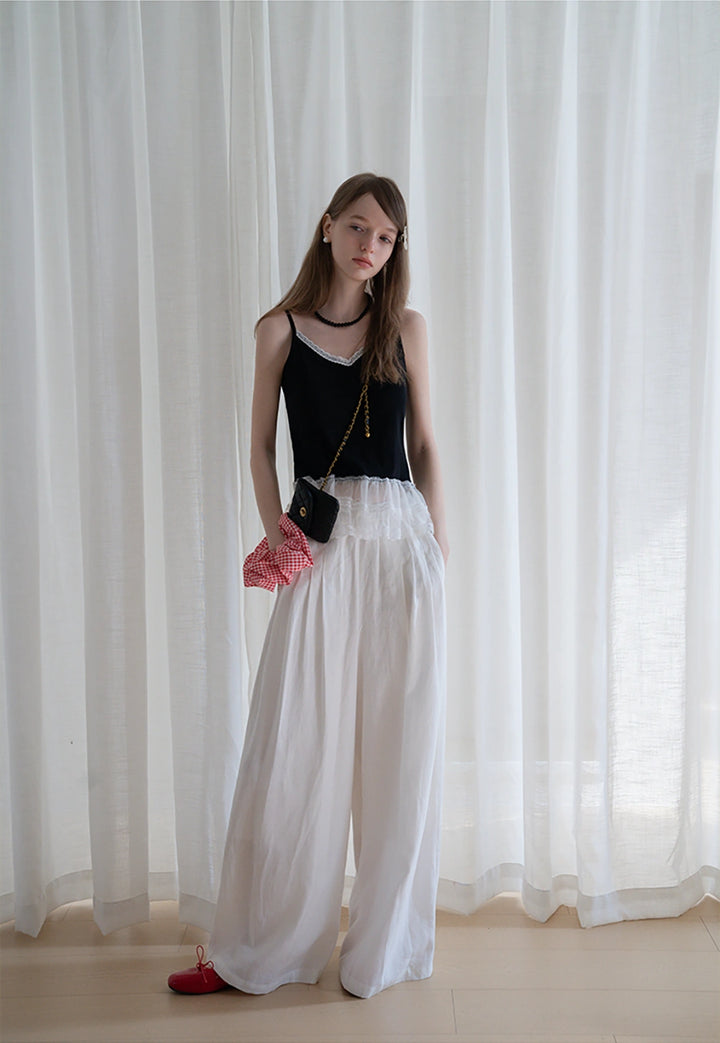 Lace Trim Layered Hem Cami Top