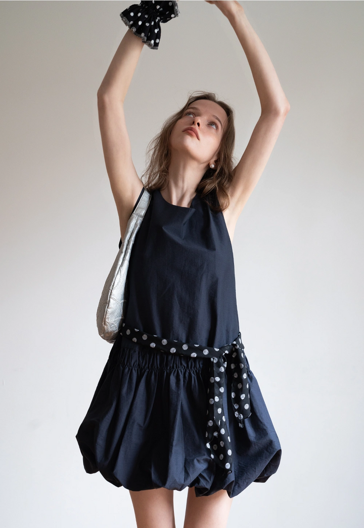 Women's Sleeveless Ruffle Hem Mini Dress